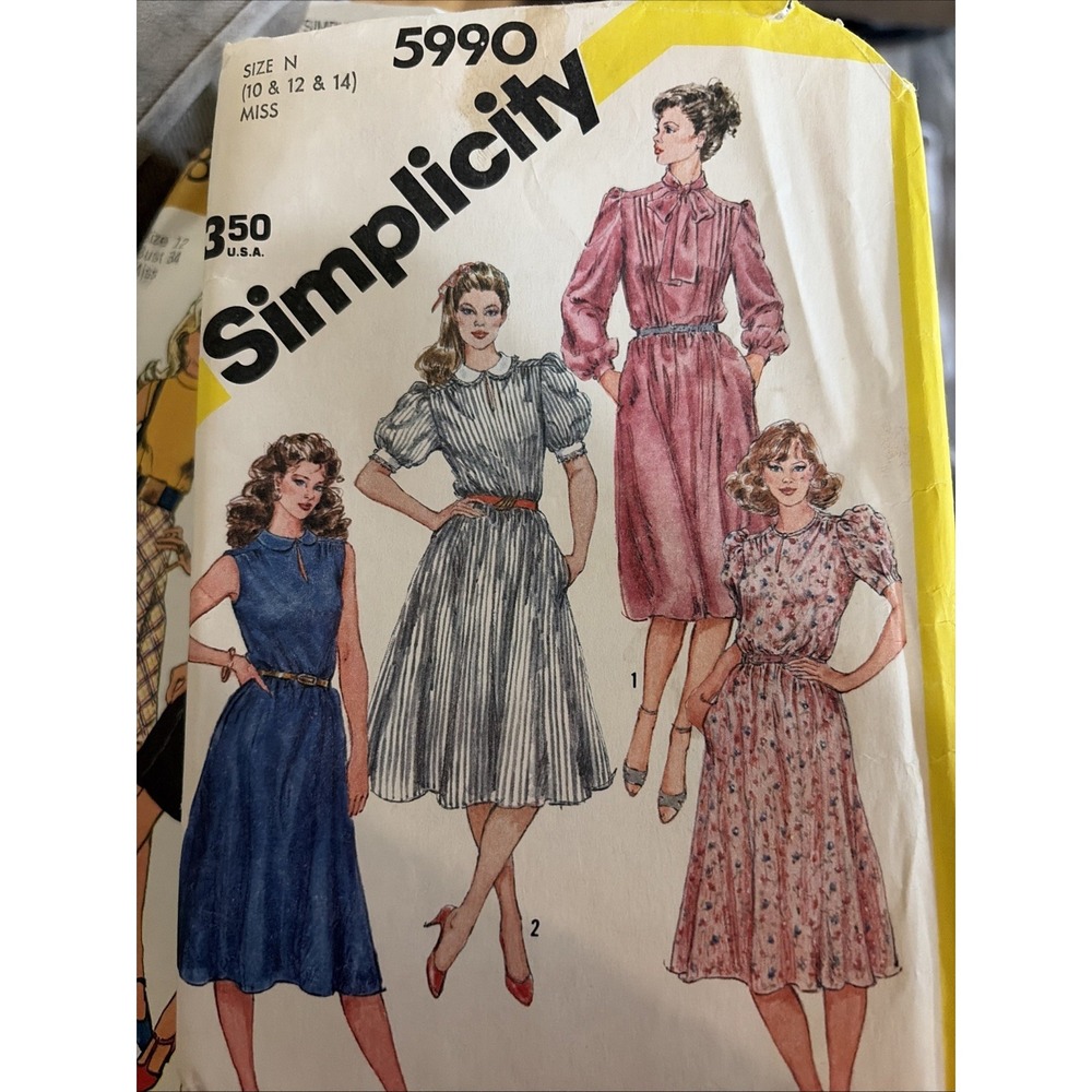 Vintage Simplicity 5990 Misses Pullover Dresses Sewing Pattern Cut Size 14